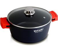 WECOOK! Ecostone Cazuela Alta Inducción con Tapa de Cristal 28cm, Antiadherente XTRA DUPON Ecológico sin PFOA, Aluminio Fundido, 5mm Espesor, 9cm Alto, Asas de Silicona, Vitrocerámica, Gas