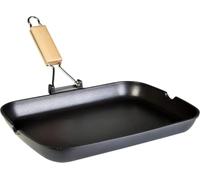 WECOOK! Ecostone Grill Asador Inducción Liso 34 X 24cm, Antiadherente ILAG Ecológico sin PFOA, Aluminio Fundido, 5mm Espesor, Mango Madera Plegable, Apta Todas las Cocinas Vitrocerámica, Gas