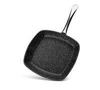 WECOOK! Granite Grill Liso, 28x28 cm, Aluminio Forjado 3 mm, Inducción | Antiadherente tipo piedra, Mango acero inoxidable remachado, Apto para horno, Apto lavavajillas