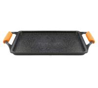WECOOK! Ecochef Titanio Bandeja Asadora Inducción, Plancha de Asar 37X25cm, 5 Capas Antiadherente QUANTANIUM Ecológico sin PFOA, Asas de Silicona, Aluminio Fundido 5mm, Vitrocerámica, Gas, Horno