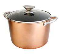 WECOOK! Professional Olla Inducción con Tapa de Cristal, 20 cm, Antiadherente Ecológico sin PFOA, Aluminio Forjado, 3,5 L, Color Cobre, 2,8mm Espesor, Asas de Acero Inox., Vitrocerámica, Gas, Horno