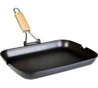 WECOOK! Ecostone Grill Asador Inducción Liso 34 X 24cm, Antiadherente ILAG Ecológico sin PFOA, Aluminio Fundido, 5mm Espesor, Mango Madera Plegable, Apta Todas las Cocinas Vitrocerámica, Gas