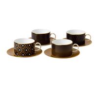 Wedgwood Set de 4 Tazas de Té Arris-Gio Gold 180 ml Negro y Dorado