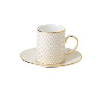 Wedgwood Taza de Café con Plato Arris-Gio Gold 80 ml, Pack de 2