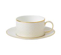 Wedgwood Taza de Té Arris-Gio Gold con Plato 180 ml (2 Unidades) Bone China