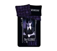 Wednesday Addams - Juego de ropa de cama, 100% algodón, funda nórdica reversible de 140 x 200 cm + funda de almohada a juego