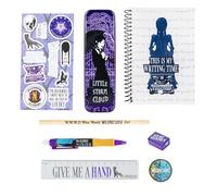 Wednesday Stationery Pack, suministros de escritura con licencia, regalo de mercancía, cuaderno, lápices de colores, bolígrafo, lata, sacapuntas, borrador