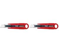 Wedo 078800 Standard Cuchillo Automático, Seguridad Retracción, Guía de hoja metálica, Rojo (Paquete de 2)