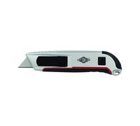 Wedo 078814 Cúter de Seguridad Left/Right con Hoja Trapezoidal, Zona de Agarre Ergonómico, 76 G, Negro/Plateado