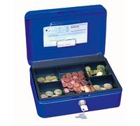 Wedo 145303H - Caja metálica para dinero (2 llaves, soporte para monedas desprendible, acero soldado, 25 x 18 x 9 cm), color azul