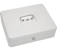Wedo 145400X - Caja metálica para dinero (2 llaves, soporte para monedas desprendible, acero soldado, 30 x 24 x 9 cm), color blanco