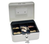 Wedo 200X - Caja metálica para dinero (2 llaves, soporte para monedas desprendible, acero soldado, tamaño 2), color blanco