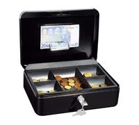 Wedo 321H - Caja metálica para dinero (2 llaves, soporte para monedas desprendible, acero soldado, tamaño 3), color negro