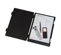 WEDO 575001 Portapapeles (A4) con compartimento de almacenamiento para formularios, calculadoras y más, abrazadera de metal resistente, soporte para bolígrafo (negro)