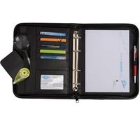 Wedo 581501 - Organizador (archivador de 4 anillas, tamaño A5, soporte para documentos, tarjetero, cierre con cremallera), color negro