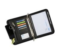 Wedo Organizador 585101 – Archivador 4 anillas A5 con cierre de cremallera y tarjetero, negro
