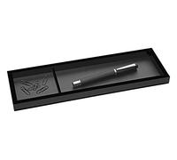 WEDO Black Office 631601 - Portalápices (cristal acrílico, 2 compartimentos, patas de goma, 31 x 9,6 x 1,9 cm, en caja de regalo), color negro