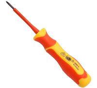 WEDO VDE 1000V Desarmador Pozidriv aislado, destornillador de seguridad para electricistas, cabeza PZ 0, longitud de hoja de 60 mm, acero 6150-CRV, HRC58-63, resistente al óxido, IEC 60900