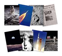 Wee Blue Coo Apollo 11 Astronaut Aldrin Armstrong 50th Anniversary Moon Landing Saturn V Rocket Wall Art Print Poster Home Decor Premium Pack of 8 Luna Cohete pared Póster Casa