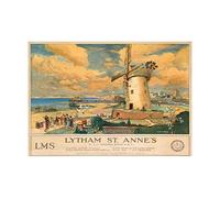 Wee Blue Coo England Lancashire Lytham St Annes Windmill Impresión del Arte 12 x 16 Pulgadas