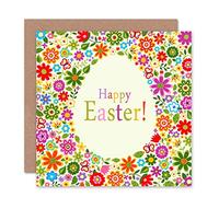 Wee Blue Coo Happy Easter Egg Flowers Art Sealed Greeting Card Plus Envelope Blank inside Feliz Las flores