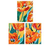 Wee Blue Coo Set of 3 Prints Tulips & Amsterdam Lush Orange Bright Living Room Poster Wall Art 12X16
