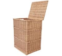Weeco Cesta de Mimbre Con Tapa Plegable y Dos Asas - Gran Baúl Natural para Ropa, Almohadas y Juguetes de Niños