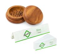 Weedness Molino de Hierbas de Madera Ø 50 mm de ébano Hecho a Mano Conjunto 3 Piezas - Triturador Mini pequeño Accesorios Molinillo Especias