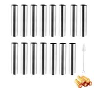 Weenwill Moldes para Cannoli,15 PCS Moldes de Cannoli de Acero Inoxidable,Antiadherente Cannoli Molde Tubos,Molde Reutilizable con Cepillo Hornear,para Crema