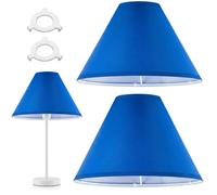 Weewooday Juego de 2 pantallas de tela para lámpara de noche con anillo adaptador E27 a E14, pantalla cónica moderna para mesa de suelo, 28 cm de diámetro (azul oscuro)