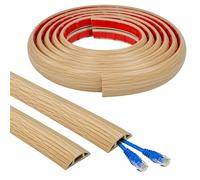 WEFHEF Canaleta para Cables de 3metros X 3cm, Pasacables Pared de PVC, Cubre Cables Suelo Flexible y Autoadhesivo, Protector de Cable con Vetas de Madera para Protección de Cables en Casa y Oficina