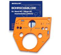 WEGLUST Plantilla de marcaje para inodoro suspendido incl. Nivel de burbuja - Para elementos de montaje en pared Geberit, GROHE, TECE - Marcado preciso en azulejos - Patrón de perforación 18/23 cm