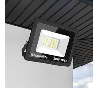 Wegoodlife Foco LED de 20 W para exteriores, superbrillante, 1510 lm, 3000 K, blanco cálido, IP66 resistente al agua, 50 cm de cable sin enchufe, lámpara exterior para patio trasero, entrada, garaje,