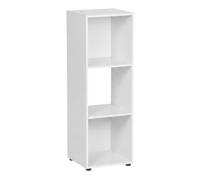 Weida Home Estantería Cubo Modular de Madera | 3 Compartimentos | Organizador Blanco | para Salón, Dormitorio, Cocina u Oficina | Almacenamiento Decorativo Infantil y Adulto | 31 × 29,7 × 91,2 cm