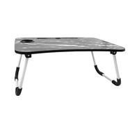 Weida | Mesa Plegable para Cama | Ideal para Libros, Desayuno | Portavasos | Portátil Ergonómico | Patas Plegables con Esponja Antideslizante | 60x40x27 cm (1, Negro con Detalles Blancos)