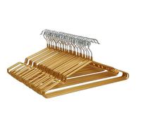 Weida | Paquete de 50 Perchas metálicas Antideslizantes | Recubrimiento de Goma Suave, Delgadas y Resistentes |Ideal para Pantalón, Camisa, Traje |40.5X 19.5 cm (Dorado Rugoso)