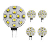 WeiHong Bombillas LED G4 2W Reemplazo de bombillas halógenas 20W, AC/DC 12 V 24 V 220 lúmenes Disco LED Bi-Pin, pin lateral JC, sin parpadeo y anti-EMI (5, blanco)