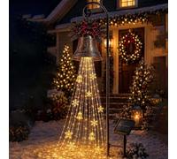 WEIWOGU Luces de jardín con Fuente mágica y muñeco de Nieve (#B) | Decoración navideña de copo de nieve con efecto caída muñeco nieve solar con estrellas cascada, esfera luminosa luces cálidas