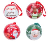 WEKAMOS Adorno Navideño Bola de Hojalata 4 Piezas Caja para Dulces Forma Redonda y Práctica para Colgar Árbol de Navidad Decoración Festiva Adecuado para Fiestas y Regalos