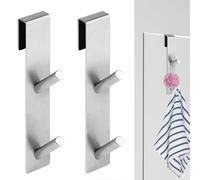 Wekuw Ganchos Mampara Ducha, 2 Piezas Inoxidable Perforaciones 17,8cm Gancho de Puerta Sin Taladrar Interior Acolchado, Para Cristales de 6-12 mm de Grosor