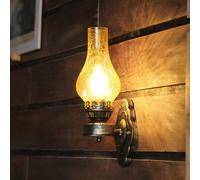 Welampa Estilo chino Lámpara de pared de apliques de pared marrón antigua Barra de pasillo de la vendimia Lámpara de luz de pared de la lámpara de aceite antiguos Focos de techo de hierro de Creative