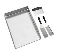 WELL GRILL 48 x 34 cm, plancha de acero inoxidable con espátula, juego de raspador apto para Weber Genesis II, Broil King Imperial & Regal Gasgrill, BBQ Plancha Grillmatte