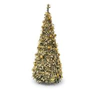Well Home Árbol de Navidad Original 180 cm con 150 Leds Blanco cálido y 36 Bolas Champagne de Ø70x180 cm con 8 Funciones de Luz