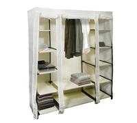 Well Home Armario Plegable de Tela Polar Gris 135x45x175cm - con 12 estantes, Portátil y Resistente
