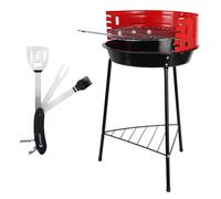 Well Home Barbacoa de 3 patas con parrilla 32x33x55cm y Set de Utensilios 5 en 1 para barbacoa Negro
