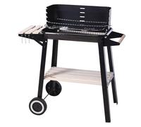 Well home barbacoa de carbón con ruedas ø47cm - parrilla de acero cromado y rejilla para carbón - para jardín, con patas de acero inoxidable