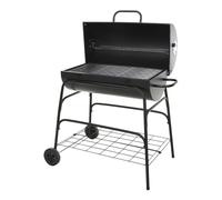 Well Home Barbacoa de cilindro con ruedas, color negro y parrilla de cocción chapada H.97cm