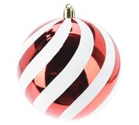 Well Home Bola de Navidad a Rayas Roja de Ø18 cm con Acabado Brillante