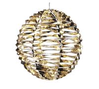 Well home bola navideña decorativa color oro brillante con 60 luces led blancas cálidas ø25cm