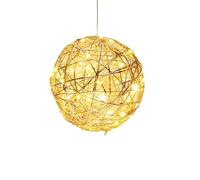 Well Home Bola Navideña Luminosa Color Oro Champagne con 40 Luces LED en Blanco cálido Ø25cm